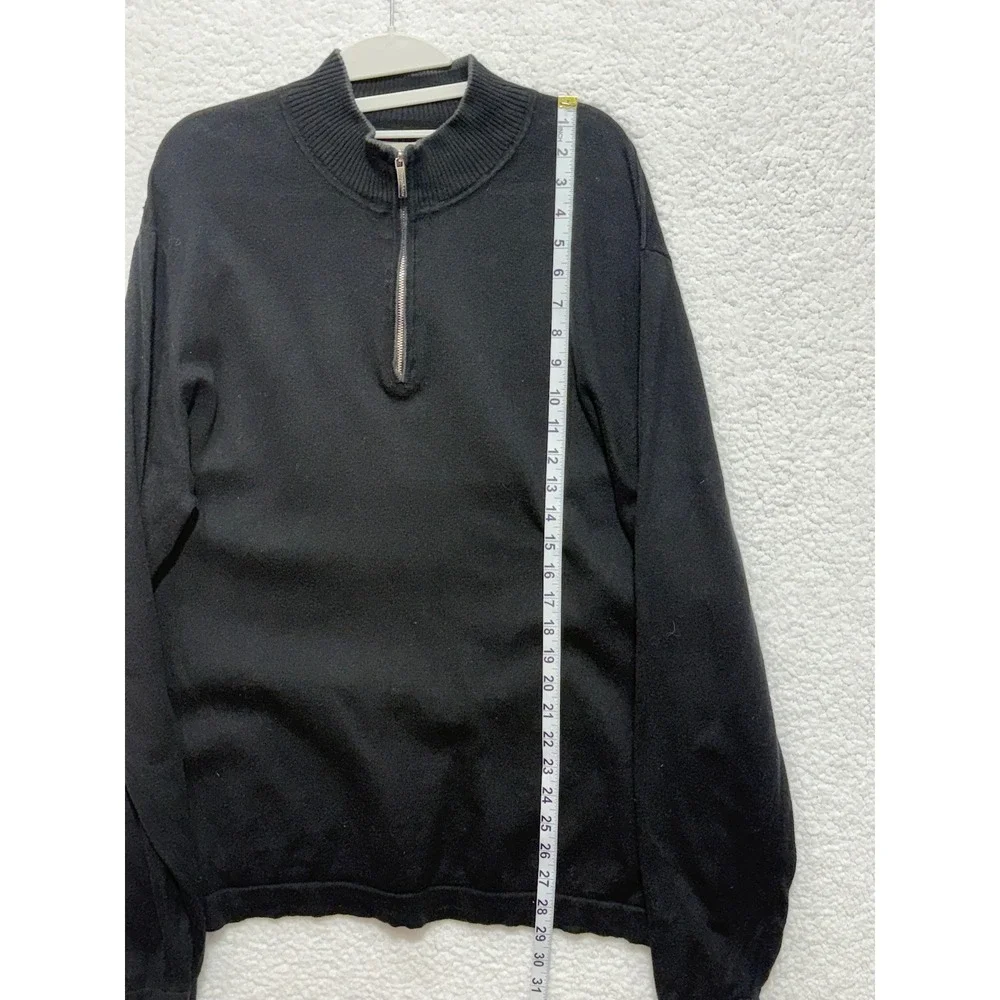 Tommy Bahama Mens Black 1/4 Zip Sweater Cotton Cashmere Long Sleeve Mock‎ Neck